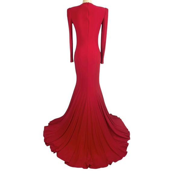Ieena for Mac Duggal Red Formal Maxi Dress Size 4 Crystal Details Prom Wedding - Picture 11 of 13